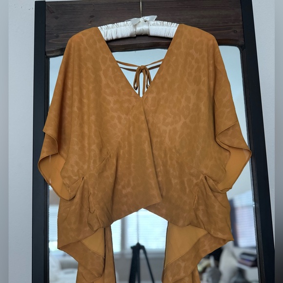 Current Air Tops - Anthropologie Mustard Tie-Back Blouse